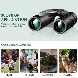500X25 / 300X25 Professional Folding Small Compact Lightweight Binoculars; Long Range Zoom Telescope With Storage Bag For Hiking Hunting Travel Super Foot Bowl Game Watching
