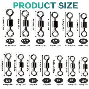 100pcs/pack Stainless Steel Rolling Swivel Connector; 30Lb-1322 Lb High Strength Fishing Rolling Barrel Swivels Fishing Tackle Accessories For Saltwater Freshwater; Nickel Black