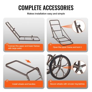 VEVOR Deer Cart, 500 LBS Capacity Folding Game Cart, Deer Cart Game Hauler with 17" Big Rubber Wheel & Ergonomic Handle, Heavy-Duty Game Cart Accessories, Utility Gear Dolly for Hunting Fishing Hiking