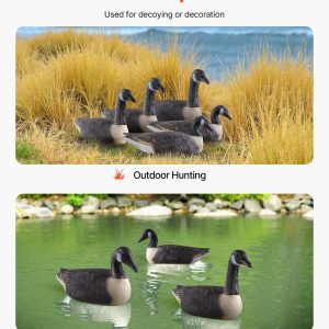 VEVOR Canada Goose Decoys, Outdoors Goose Decoy for Waterfowl Hunting, Durable Plastic Floaters with Ultra Realistic Paint, for Pool, Pond, Lake, Garden Yard Decoration, Easy to Carry and Use, 6-Pack