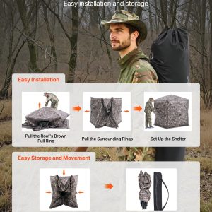 VEVOR Hunting Blind, 6-7 Person Ground Blinds with Carrying Bag, Portable Camouflage Tent, Reinforced Durable Concealed Shelter with Silent Zipper Door and Window, for Turkey and Deer