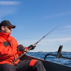 Boat Fishing Pole Rod Holder 360? Rotatable Kayak Side Rail Mount Adjustable Folding Rod Holder with Large Clamp