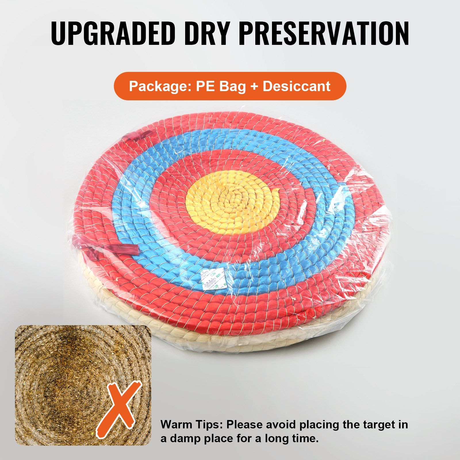 VEVOR Archery Target, 3 Layers 20" Arrow Target, Traditional Solid Straw Round Archery Target Shooting Bow, Hand-Made Arrows Target, Coloured Rope Target for Backyard Outdoor Hunting Shooting Practice