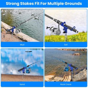 2Pcs Fishing Rod Holders For Bank Fishing 360? Omni-Directional Stainless Steel Detachable Fishing Pole Holders for Ground Beach Sand Stand Summer Fishing Men Gift for Father's Day