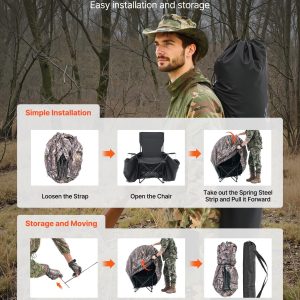 VEVOR Hunting Blind, Single Person Ground Blinds with Carrying Bag, Portable Camouflage Tent, Reinforced Durable Concealed Shelter with Silent Zipper Door and Window, for Turkey and Deer